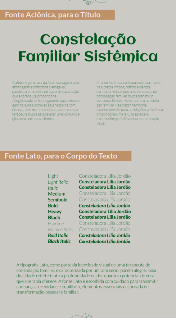 Quadro 1 do Guia de Identidade Visual da Terapeuta Lília Jordão